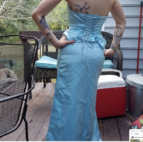 Vintage 2000s Y2K prom dress ice blue - Picture 2 of 8